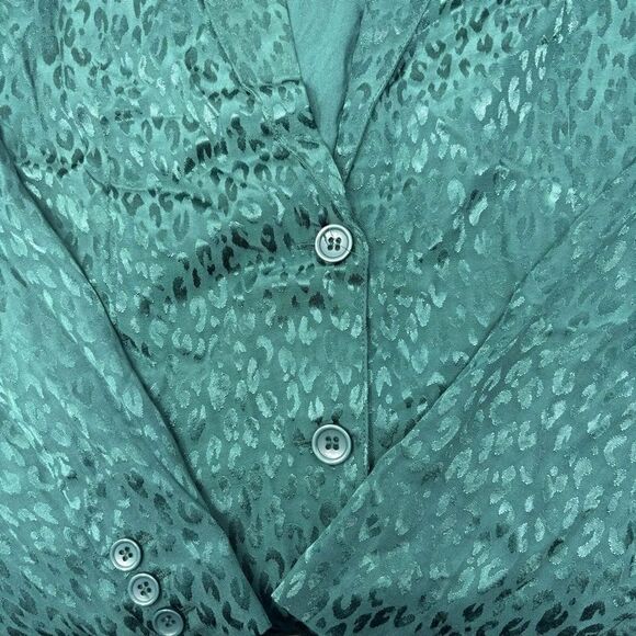 L*Space Blazer Women's 2 Revolve Bennytt Emerald Green Silky Leopard Holiday New - Picture 4 of 8